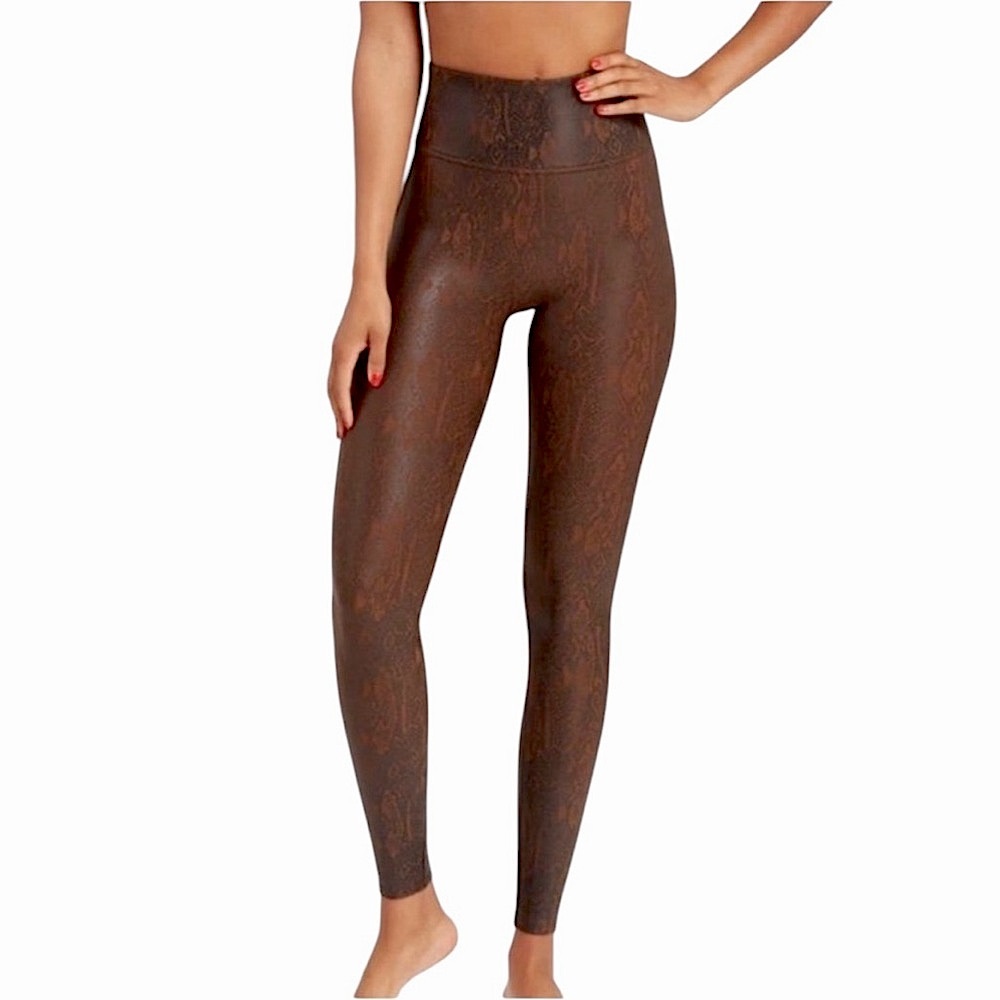 SPANX - Brown Faux Leather Snakeskin Leggings